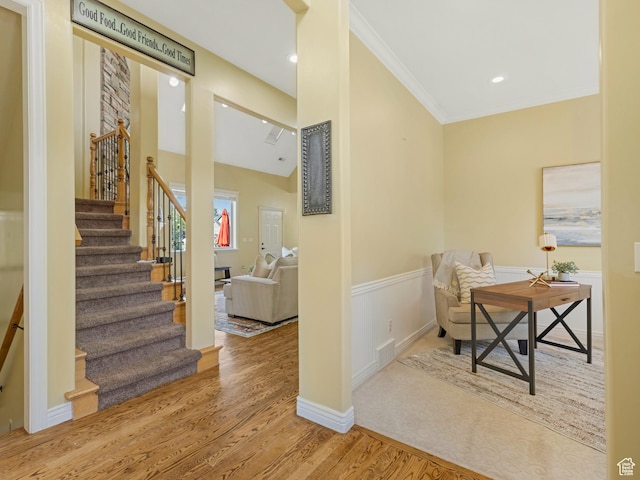 385 W Riverside Ln, Spanish Fork, UT 84660 - office space featuring wood finished floors, ornamental molding, and a wainscoted wall