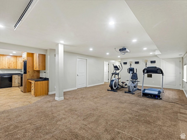 385 W Riverside Ln, Spanish Fork, UT 84660 - exercise area with recessed lighting and light carpet