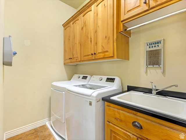 385 W Riverside Ln, Spanish Fork, UT 84660 - washroom featuring washing machine and dryer, cabinet space, and light tile patterned floors