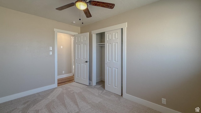 7166 S 4000 E, Price, UT 84501 - unfurnished bedroom with light colored carpet, a closet, and ceiling fan