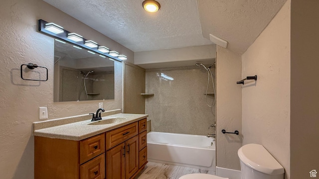 7166 S 4000 E, Price, UT 84501 - full bathroom featuring a textured ceiling, a textured wall, vanity, and bathing tub / shower combination