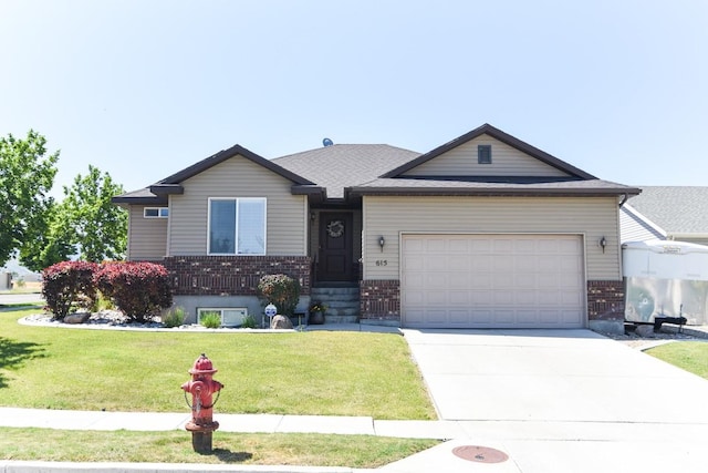 615 W 850 N, Tooele, UT 84074 - ranch-style home featuring brick siding, a front yard, driveway, and an attached garage
