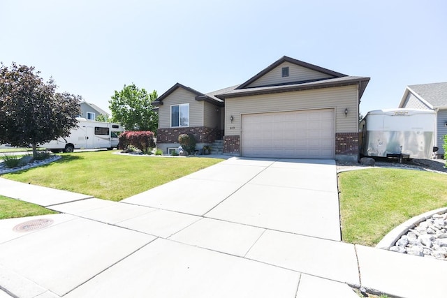 615 W 850 N, Tooele, UT 84074 - ranch-style house featuring brick siding, an attached garage, driveway, and a front yard