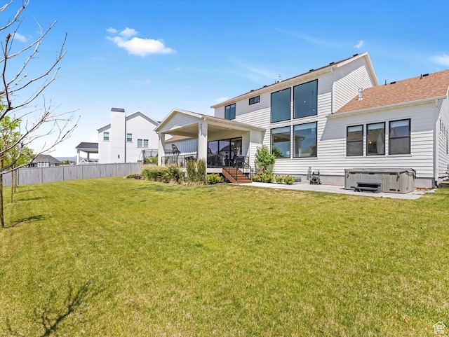 1172 E Candy Ln, American Fork, UT 84003 - rear view of property featuring a hot tub and stairs