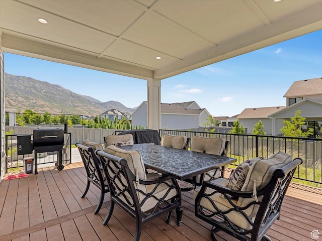 1172 E Candy Ln, American Fork, UT 84003 - deck with outdoor dining area, a mountain view, and area for grilling