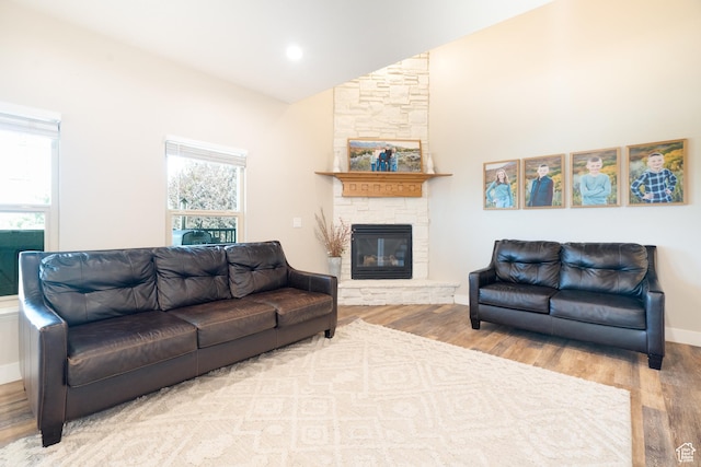 986 View Crest Ln, Kaysville, UT 84037 - living room featuring a fireplace and wood finished floors