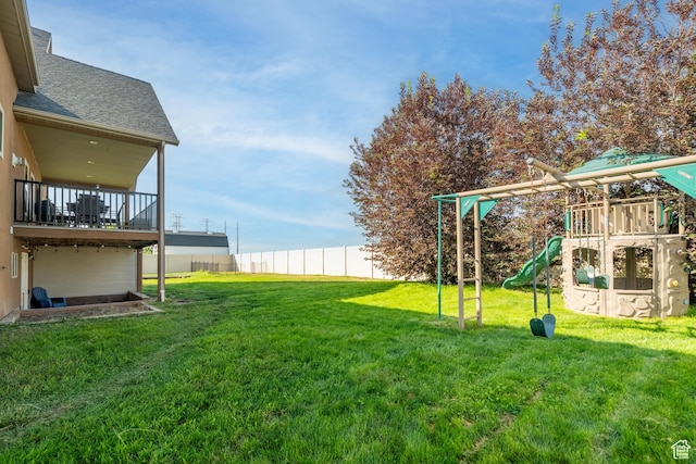 986 View Crest Ln, Kaysville, UT 84037 - view of yard featuring a playground and a balcony