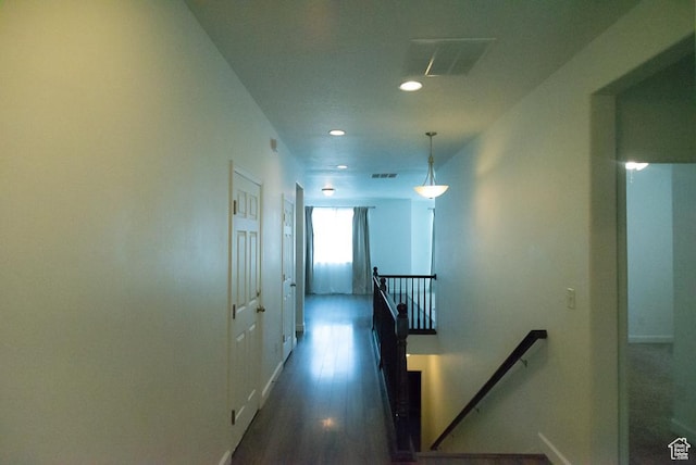 63 N Canyon Maple Rd, Vineyard, UT 84059 - hallway with an upstairs landing, recessed lighting, and wood finished floors