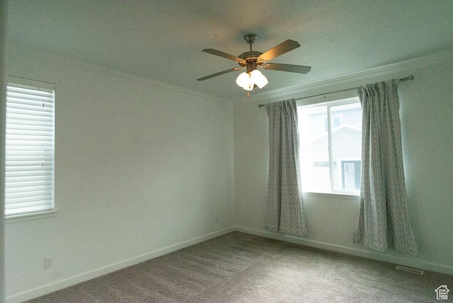 63 N Canyon Maple Rd, Vineyard, UT 84059 - spare room featuring crown molding, ceiling fan, and carpet flooring
