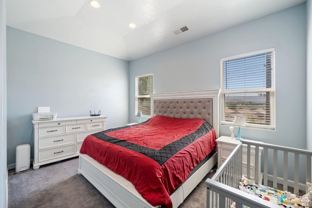 2752 E 50 S, St George, UT 84790 - bedroom featuring carpet, lofted ceiling, and recessed lighting
