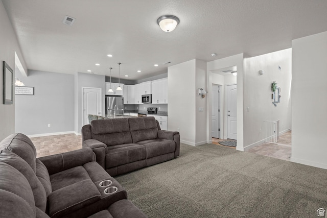5423 W Black Hills Ln, Herriman, UT 84096 - living room with recessed lighting and light carpet