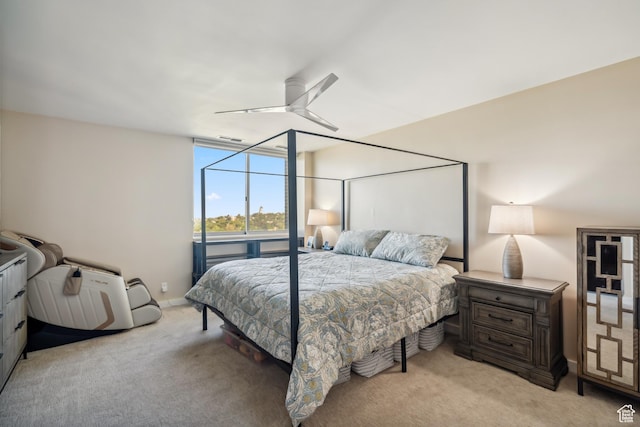 777 E S Temple Unit 13B, Salt Lake City, UT 84102 - bedroom with light carpet, a ceiling fan, and floor to ceiling windows