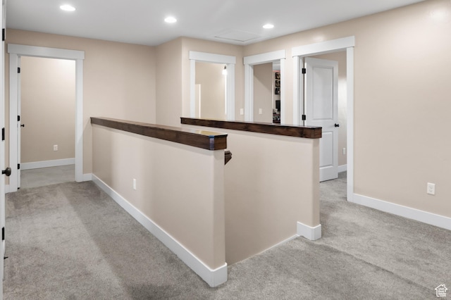 5194 Hedgerose Dr, Herriman, UT 84096 - hallway with carpet floors, recessed lighting, and an upstairs landing