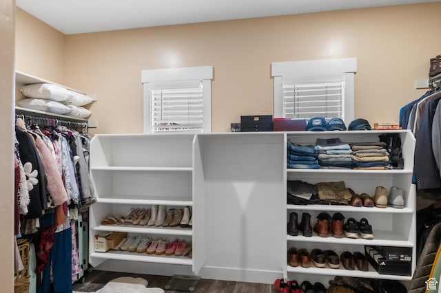 5194 Hedgerose Dr, Herriman, UT 84096 - walk in closet featuring wood finished floors
