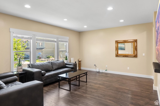 5194 Hedgerose Dr, Herriman, UT 84096 - living room with dark wood-style flooring and recessed lighting