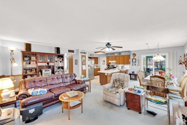 11901 S Maple Ridge Rd, Sandy, UT 84094 - living area with light colored carpet and a ceiling fan