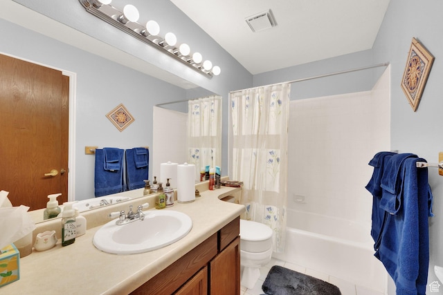 11901 S Maple Ridge Rd, Sandy, UT 84094 - full bath with vanity, tile patterned floors, and shower / bath combo with shower curtain