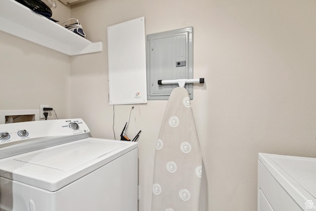 1676 E 1080 S, Provo, UT 84604 - washroom with electric panel and washer and dryer