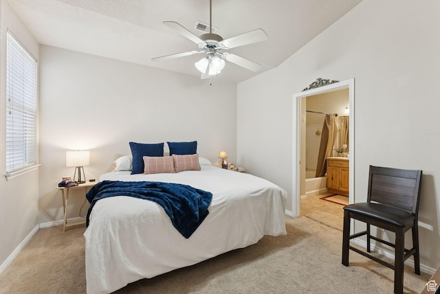 1676 E 1080 S, Provo, UT 84604 - bedroom with light colored carpet, ensuite bathroom, and ceiling fan