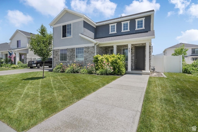 969 S 875 W, Springville, UT 84663 - traditional-style house featuring stone siding, stucco siding, and a porch