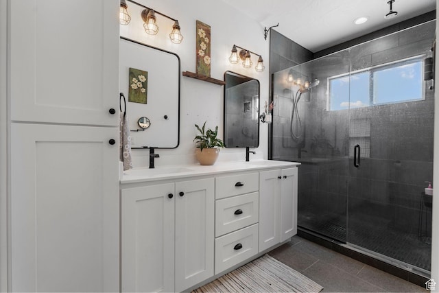 586 N 360 W, La Verkin, UT 84745 - full bathroom with a shower stall, double vanity, and tile patterned floors