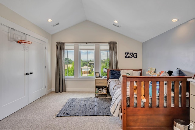 2040 E Lambourne Ave, Millcreek, UT 84109 - carpeted bedroom with vaulted ceiling and recessed lighting