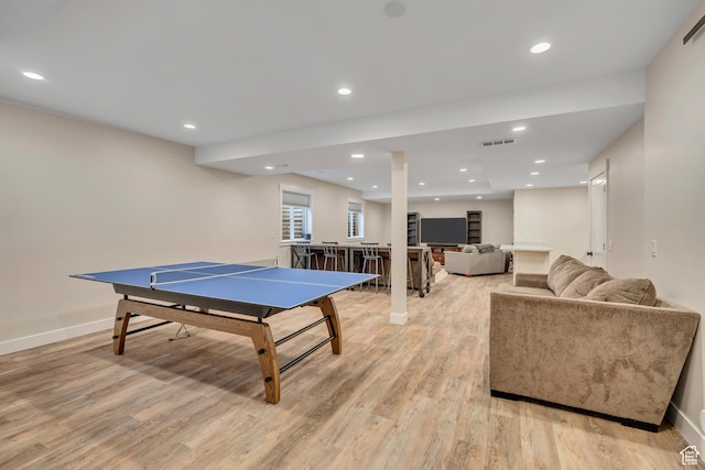 2040 E Lambourne Ave, Millcreek, UT 84109 - recreation room with light wood finished floors and recessed lighting
