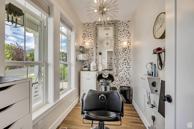 2040 E Lambourne Ave, Millcreek, UT 84109 - home office featuring a chandelier and wood finished floors