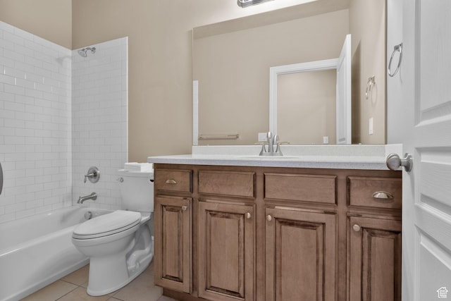 4892 W Veeroma Way S, Jordan, UT 84009 - bathroom featuring vanity, washtub / shower combination, and tile patterned flooring