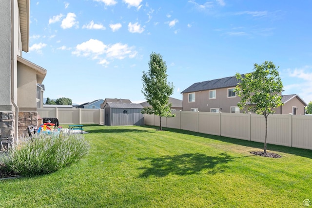 231 N 750 W, Springville, UT 84663 - fenced backyard featuring a storage unit and a residential view