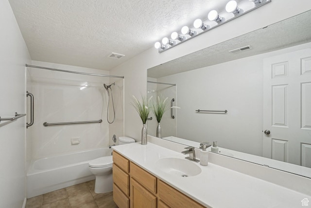 4964 Boulder Glen Cir, West Jordan, UT 84088 - full bathroom with  shower combination, a textured ceiling, vanity, and tile patterned floors