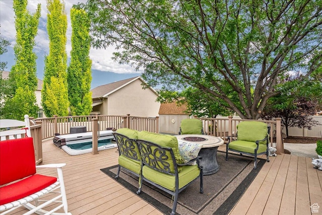12937 S Old Country Ct W, Riverton, UT 84065 - deck featuring an outdoor living space with a fire pit