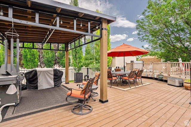 12937 S Old Country Ct W, Riverton, UT 84065 - wooden deck featuring grilling area and outdoor dining space