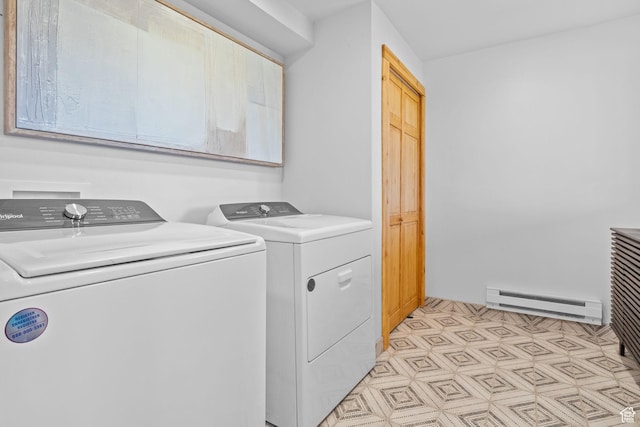 6385 Mountain View Dr, Park City, UT 84098 - laundry room featuring a baseboard radiator, separate washer and dryer, and cabinet space