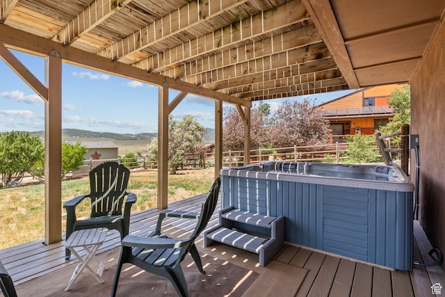 6385 Mountain View Dr, Park City, UT 84098 - deck with a hot tub and a mountain view