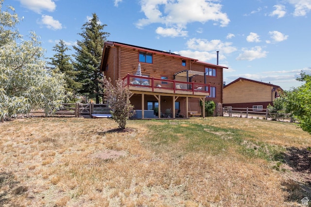 6385 Mountain View Dr, Park City, UT 84098 - back of house with a wooden deck and faux log siding