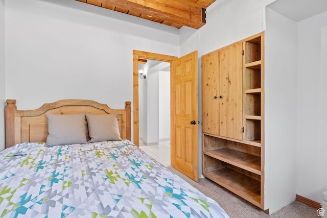 6385 Mountain View Dr, Park City, UT 84098 - bedroom featuring beam ceiling and carpet floors