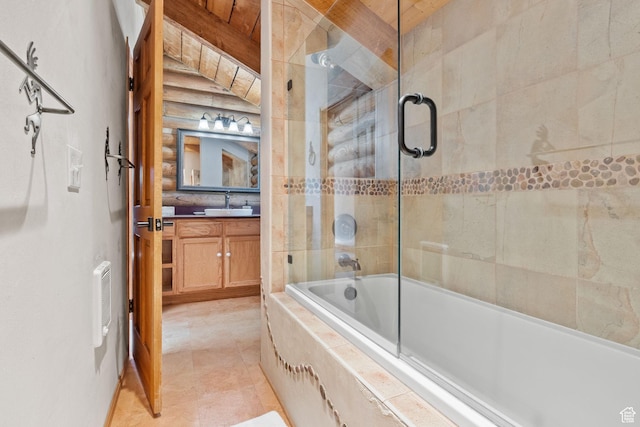 6385 Mountain View Dr, Park City, UT 84098 - bathroom with vanity and tiled shower / bath combo