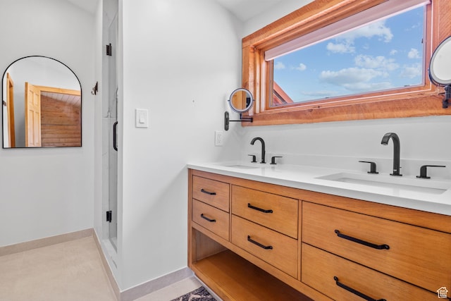 6385 Mountain View Dr, Park City, UT 84098 - full bathroom featuring double vanity and tile patterned floors