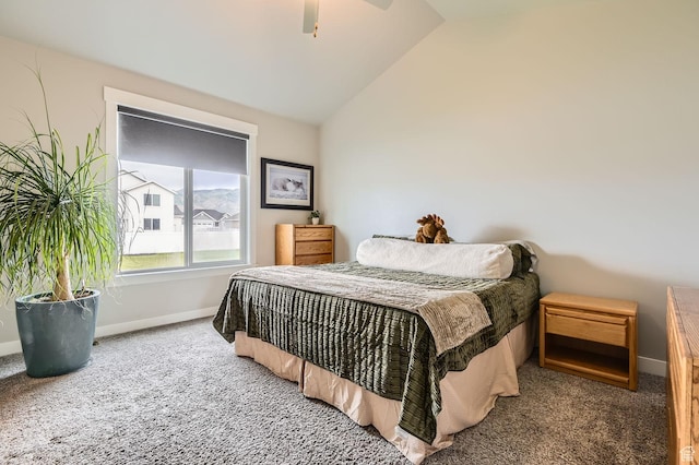 4909 N Cliffrose Dr, Eagle Mountain, UT 84005 - carpeted bedroom featuring vaulted ceiling and a ceiling fan