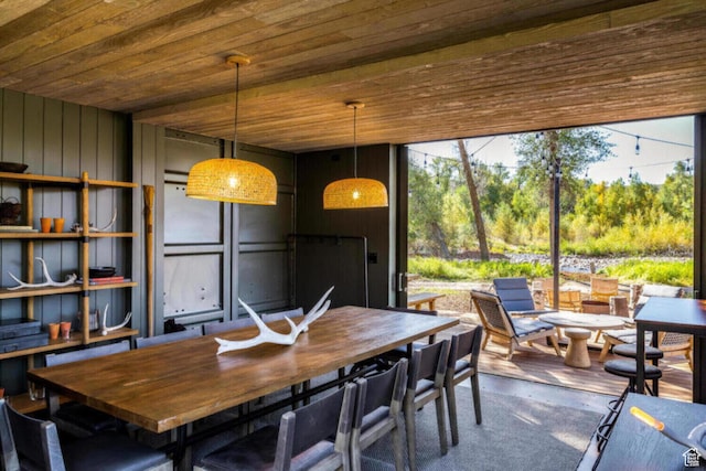 7394 E Moon Light Dr Unit 326A, Heber City, UT 84032 - dining room featuring wooden ceiling and wooden walls
