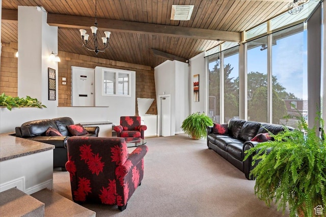 88 W 50 S Unit C9, Centerville, UT 84014 - carpeted living area featuring a chandelier and wood ceiling