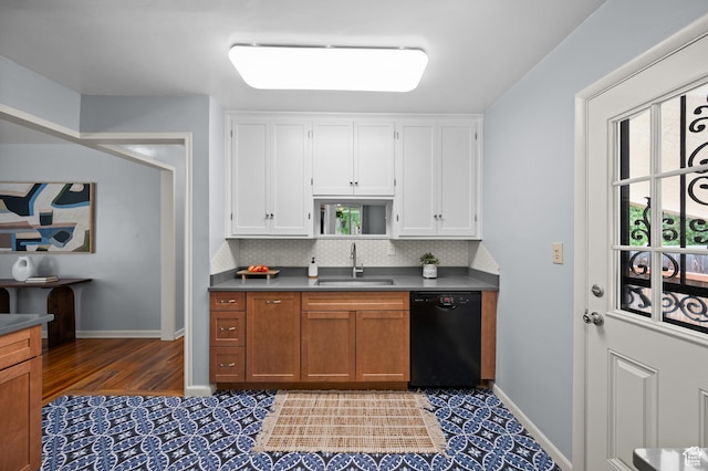 817 N Catherine St, Salt Lake City, UT 84116 - kitchen with dishwasher, white cabinets, backsplash, and dark countertops