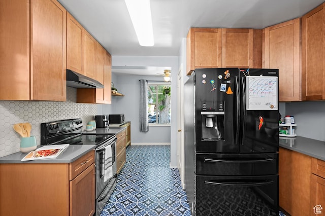 817 N Catherine St, Salt Lake City, UT 84116 - kitchen featuring black appliances, under cabinet range hood, and backsplash
