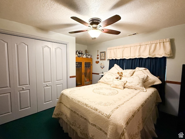 280 W 2400 S, Perry, UT 84302 - bedroom featuring a closet, a ceiling fan, and a textured ceiling