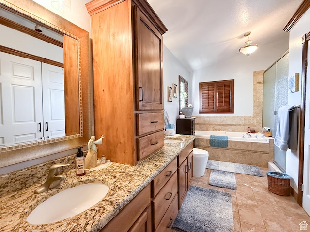 280 W 2400 S, Perry, UT 84302 - full bath featuring a garden tub, double vanity, tile patterned flooring, and lofted ceiling