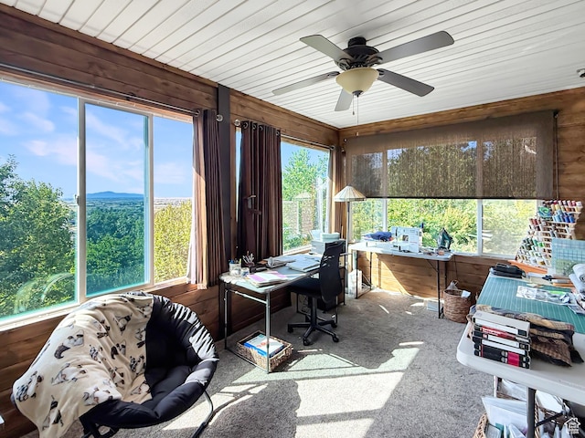 280 W 2400 S, Perry, UT 84302 - sunroom / solarium with carpet flooring, ceiling fan, and wood walls
