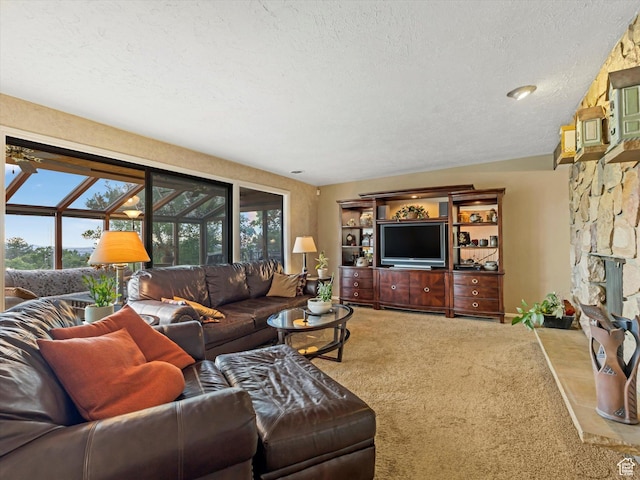 3645 E Fortuna Cir, Salt Lake City, UT 84124 - living room with plenty of natural light, a textured ceiling, and carpet floors