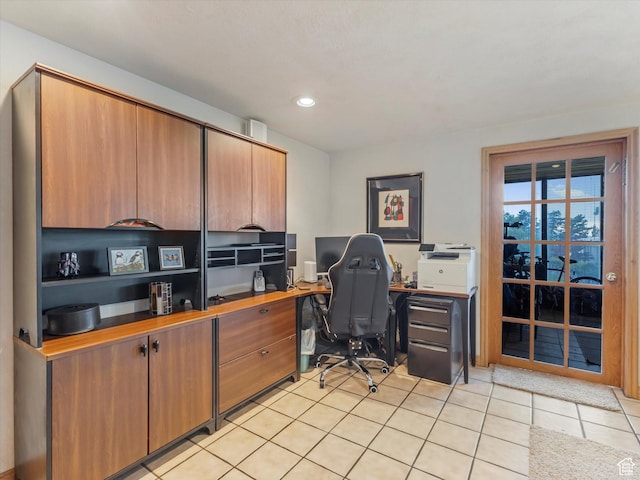 3645 E Fortuna Cir, Salt Lake City, UT 84124 - home office featuring light tile patterned floors and recessed lighting