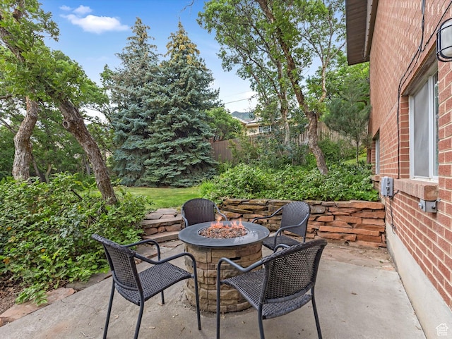 3645 E Fortuna Cir, Salt Lake City, UT 84124 - view of patio / terrace with a fire pit